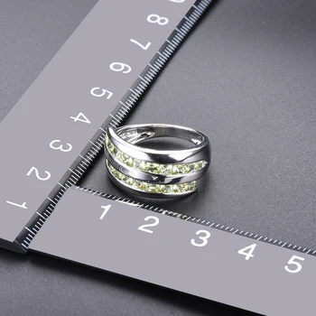 HUTANG Anel de Prata 925 para Mulheres 2.48 ct Natural de Pedra Verde Peridoto Anéis de Casamento Fina Elegante Jóia de pedra preciosa para o Natal