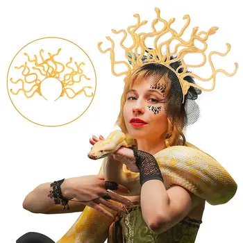 Halloween Medusa Rainha Cobra Dourada Cabeça do Traje Cosplay de Vestir o Capacete Carnaval Mardi Gras Festa de Máscaras de Suprimentos