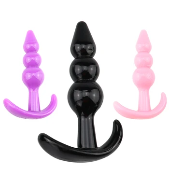 Homem nuo 4Pcs/set Anal Butt Plug Massageador de Próstata Adulto Gay Produtos Plug Anal Beads Erótica, Brinquedos do Sexo para Homens Mulheres