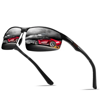 Homens de Condução Óculos de sol Polarizados magnésio de Alumínio do Quadro de Esportes de Óculos de Sol dos Homens Driver Retro Óculos de proteção UV400 Óculos Anti-Reflexo