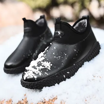 Homens de Inverno Quente Luxuoso moda Tornozelo Botas Impermeáveis Sapatilhas, Botas antiderrapantes Homens Inverno botas de Couro sapatos de homens Botas de Neve 39-48