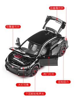 Honda civic FK8 simulação de modelo de carro, 1:32 civic Type R a decoração do carro modelo com base brinquedo infantil modelo de carro