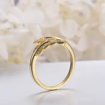 INALIS Ouro Anéis coloridos Para as Mulheres Duas Penas Embutidos Geometria Claro Zirconia Cúbico de Abertura Ajustável Anel Jóia de Presente
