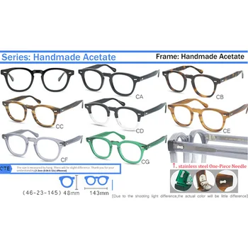 IVSTA Artesanal Acetato de Óculos de Armação de Homens Rodada Miopia Óculos Demi Espetáculo Johnny Depp Óculos de Marca de Luxo Designer Retrô