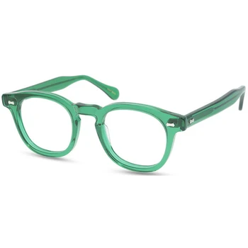 IVSTA Artesanal Acetato de Óculos de Armação de Homens Rodada Miopia Óculos Demi Espetáculo Johnny Depp Óculos de Marca de Luxo Designer Retrô