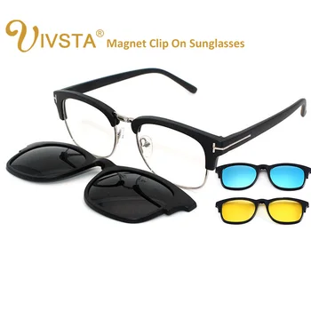 IVSTA TF2273 Magnético Homens Óculos de sol Lentes Polarizadas Clipe de Óculos de Clipes de Ímã de Prescrição Miopia Espetáculo Quadro de Moda