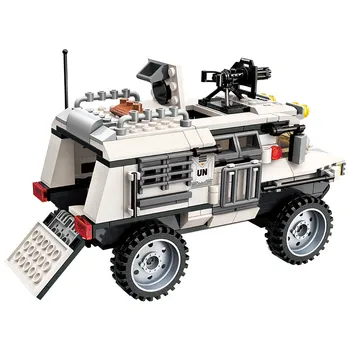 Iluminar 300Pcs Militar Blocos de Construção de Empilhamento Veículo Blindado de Armas Minigun Força das nações UNIDAS de Carro Tijolos de Brinquedos Educativos para Crianças