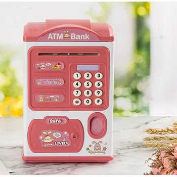 Impressão digital cofrinho de Dinheiro Grande Caixa de Poupança da Caixa De Moedas de Música ATM Eletrônica de Moeda em Dinheiro Piggybank Crianças de Presente de Natal