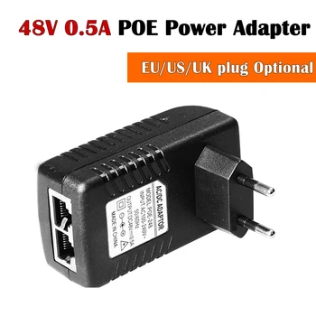Injector POE Ethernet Fonte de Alimentação de DC 48V 0,5 A 24W Plugue de Parede Switch POE Adaptador de Energia da UE/EUA/reino UNIDO plug Opcional