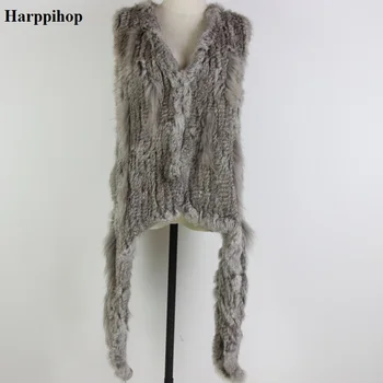 Inverno Mulheres Reais Rabbit Fur Xaile jaqueta com guaxinim casaco de pele de borla senhora elegante moda casual pele poncho outerwear