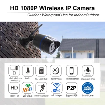 JIENUO Câmera IP sem Fio 1080P Áudio HD de Segurança do Cctv de Vigilância Exterior Impermeável de visão nocturna com Infravermelhos wi-Fi Câmera em Casa IP