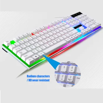 Jogos com fios Conjunto de Teclado e Mouse Colorido com Retroiluminação LED USB Gaming Keyboard Mouse para notebook PC Gamers KQS8