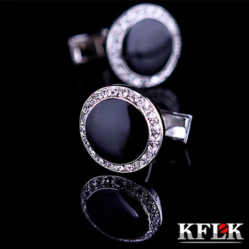 KFLK de Luxo, camisa, abotoaduras para homens da Marca botões de punho de Cristal ligações de punho Preto de Alta Qualidade gemelos abotoaduras de Jóias