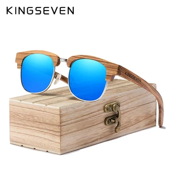 KINGSEVEN 2020 Novas Retro Madeira Natural Masculina Óculos de sol Polarizados Homens Mola da Dobradiça a Proteção UV400 Oculos De Sol Feminino G5917