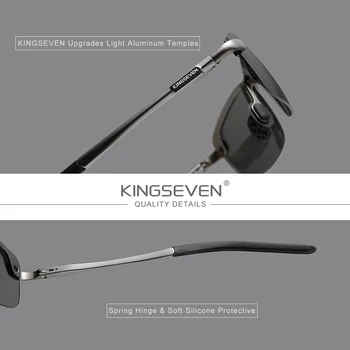 KINGSEVEN NOVA Atualização dos Homens de Moda de Alumínio Óculos de sol Polarizados sem aro Design Simples Condução de Óculos de Sol de Marca Homens UV400
