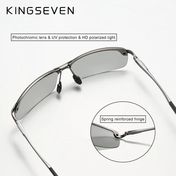 KINGSEVEN NOVA Atualização dos Homens de Moda de Alumínio Óculos de sol Polarizados sem aro Design Simples Condução de Óculos de Sol de Marca Homens UV400