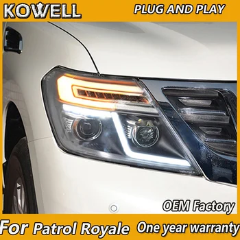 KOWELL Estilo Carro 2010-2016 Farol Para NISSAN Patrol Royale LED Farol xenon lente do carro do DIODO emissor de luz