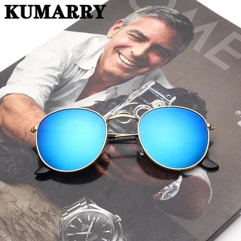 KUMARRY a NOVA safra Óculos Redondos Homens/Mulheres Pequena Marca de Luxo Designer de Moda de Óculos de Sol com lentes/gafas de sol mujer/hombre