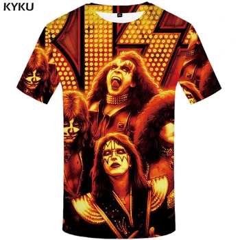 KYKU Banda de Rock camisa de T de Beijo Roupas Tshirt Tees Tops Roupas de Homens 3d T-shirt T-shirts Mens Ftness Novo