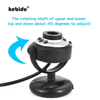 Kebidu Nova chegada Ajustável USB2.0 com 6 LED da Câmera do PC HD Webcam Web Cam Built-in Microfone para Computador PC Portátil com Sensor CMOS