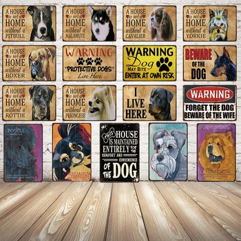 [ Kelly66 ] Cães Boxer de Aviso Sinal de Metal Estanho Cartaz de Decoração de Casa de Barra de Arte de Parede Pintura 20*30 CM de Tamanho y-2109