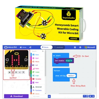 Keyestudio Favo de mel Inteligente Wearable Codificação Kit para Micro:bit Com 8 projetos