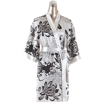 Kimono de seda Roupão de banho para Mulheres com Sexy de Camisola, de Duas peças, Vestido de Túnica Conjuntos de Sala de Desgaste Dropshipping