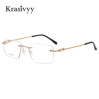 Krasivyy 2020 Titanium sem aro Óculos de Armação de Homens, Óculos de Miopia Armações de óculos de Marca de Prescrição de óculos de Moldura para os Homens