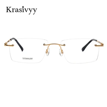 Krasivyy 2020 Titanium sem aro Óculos de Armação de Homens, Óculos de Miopia Armações de óculos de Marca de Prescrição de óculos de Moldura para os Homens