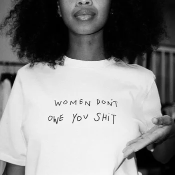 Kuakuayu HJN as Mulheres não Devo Merda Feminismo Slogan T-Shirt Tumblr de Moda camiseta Branca