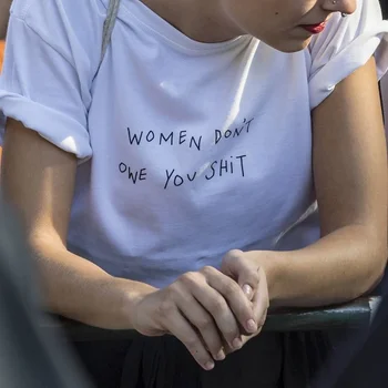 Kuakuayu HJN as Mulheres não Devo Merda Feminismo Slogan T-Shirt Tumblr de Moda camiseta Branca