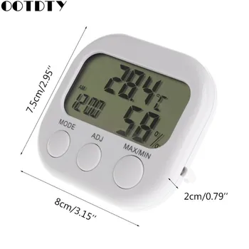 LCD Digital Termômetro Medidor de Umidade Higrômetro Max Min Temperatura do Ar Relógio