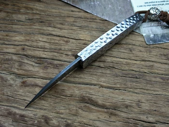LCM66 Damasco Dobrável de Aço da faca Artesanal forjada canivete faca de caça 60HRC punho de aço com Portátil faca Ferramentas Afiadas