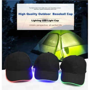 LED iluminado tampão de baseball ao ar livre a noite chapéu de desempenho da Fase luminosa cap Montanhismo iluminação chapéu Vermelho, verde, azul, luz