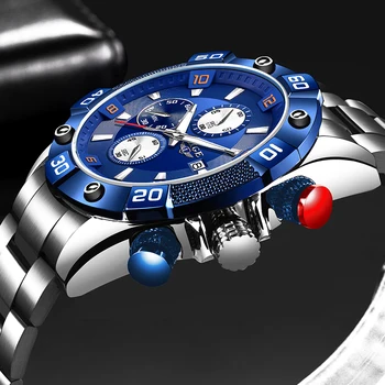LIGE 2020 Moda Mens Relógios de Marca de Topo Homens relógio de Pulso de Quartzo Relógio de Aço Completo Impermeável Desporto Cronógrafo Relógio Masculino
