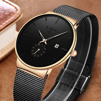 LIGE Relógios de Moda Casual Impermeável Relógio de Quartzo Relógios de homens de melhor Marca de Luxo Ultra-Fino da Data de Assistir Esportes Relógio Masculino