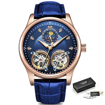 LIGE os relógios dos Homens Relógios de homens de melhor marca de luxo mecânico Automático relógio do esporte homens wirstwatch Turbilhão Reloj homens 2019