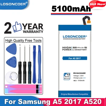 LOSONCOER 5100mAh EB-BA520ABE Telefone da Bateria Para Samsung A5 2017 SM-A520F SM-A520D SM-A520S SM-A520K SM-A520L