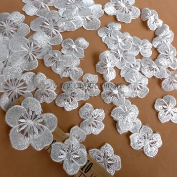 La Belleza clara linda e Lantejoulas fora de flores brancas patch vestido de noiva epaulet 100/monte atacado diferentes 6cm/4cm tamanhos