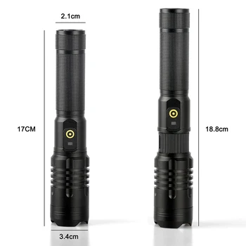 Lanterna LED XHP50 Ultra Brilhante Tocha ao ar Livre Impermeável Zoomable USB bateria Recarregável 18650 Bateria Caminhadas, Camping Lanternas