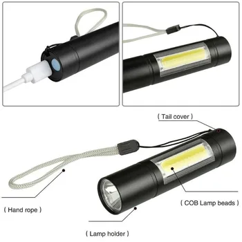 Lanterna elétrica recarregável XP-G Q5 Zoomable Ponto de luz Mini do diodo Poderosa da Tocha da Lanterna elétrica da Lâmpada Ajustável, Impermeável ao ar livre