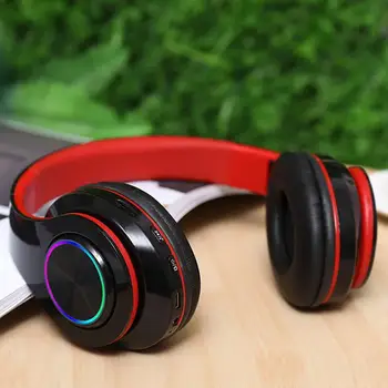 Led Fone de ouvido sem Fio Bluetooth 5.0 Com Plugue de 3,5 MM Estéreo Através de Ouvido Dobrável Fones de ouvido Com Microfone Para Jogos de Fones de ouvido Dropship