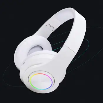 Led Fone de ouvido sem Fio Bluetooth 5.0 Com Plugue de 3,5 MM Estéreo Através de Ouvido Dobrável Fones de ouvido Com Microfone Para Jogos de Fones de ouvido Dropship