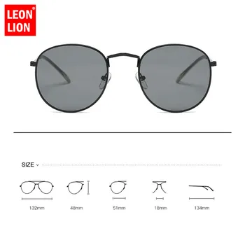 LeonLion Clássico Da Rodada Da Liga Dos Óculos De Sol Das Mulheres Da Marca Do Designer De Óculos De Sol Pequeno Quadro De Óculos De Sol Vintage Metal Oculos Feminino