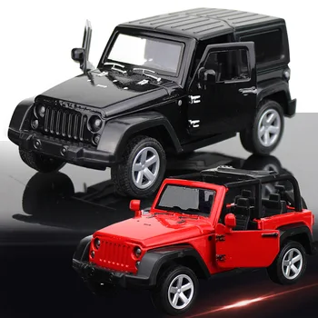 Liga de modelo de carro conversível jeep wrangler pull-back de carro de som e luz de abrir o carro modelo de exibição de brinquedos para crianças de presente de aniversário