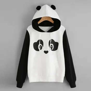 Livre de Avestruz Mulheres hoodies camisolas Panda Capuz de Moletom com Capuz Pulôver Tops Blusa casual capuz de moletom C2735