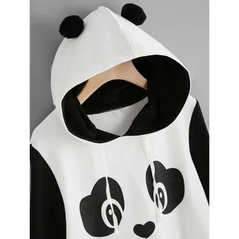Livre de Avestruz Mulheres hoodies camisolas Panda Capuz de Moletom com Capuz Pulôver Tops Blusa casual capuz de moletom C2735