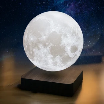 Lua Lâmpada 3D Criativas de Levitação Magnética da Noite do DIODO emissor de Luz de Rotação da Lua Flutuante Lâmpada de Decoração de Casa de Férias DIY Presente da Moda