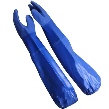 Luvas impermeáveis Azul PVC Fosco Luvas Resistente ao Óleo, Desgaste-Resistente a Produtos Aquáticos Captura de Pesca