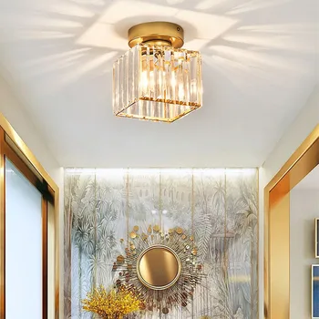 Luxo Moderno De Cristal Da Luz De Teto, K9 Redonda Do Ouro Nórdico Decoração De Casa, Escada, Varanda Loft De Teto Do Diodo Emissor Sobreposta De Projeção